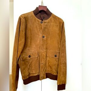 Sid Mashburn Button-Front Suede Bomber Jacket